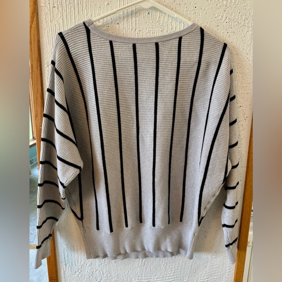 Philosophy Women's Light Gray and Black Striped Sweater - Picture 3 of 3
